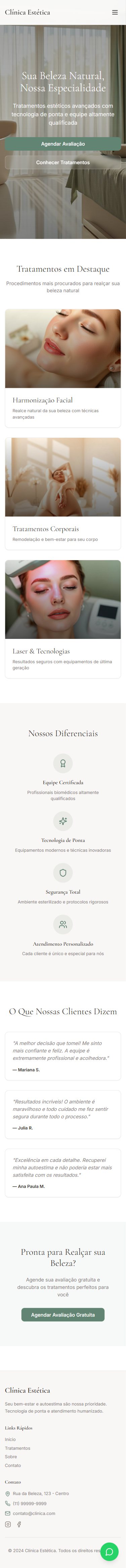 Mobile design - Clínica de Estética